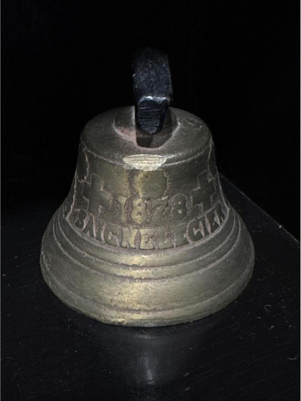 Antique Bronze Bell with Inscribed Details